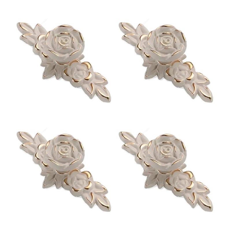 Joyindecor Antique Euro Rose Cabinet Knobs with Backplate, Vintage Kitchen Zinc Alloy Flower Drawer Pull Handles for Dresser Vanity Nightstand Cupboard Wardrobe, 4 Pack (Golden Edge) - Image 1